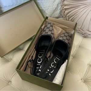 Gucci canvas slingback GG navy blue 39.5